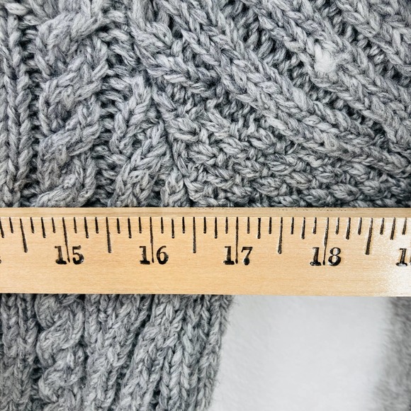 Nua Cable Knit Sweater Womens Small 100% Extra Fine Merino Wool Gray - Picture 5 of 10